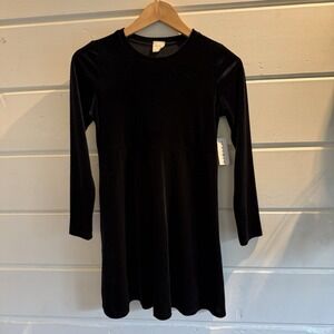Pacsun Kids Girls Black Long Sleeve Velvet Dress, Size 12, XL, NWT